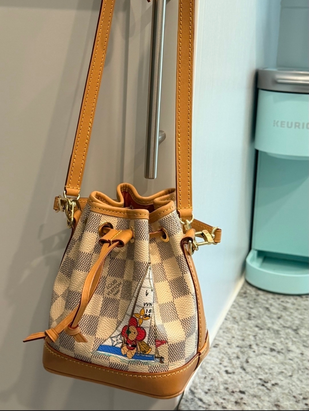 Louis Vuitton Damier Azur Vivienne Nano Noe Sac Bucket Bag & Matching Wallet Set